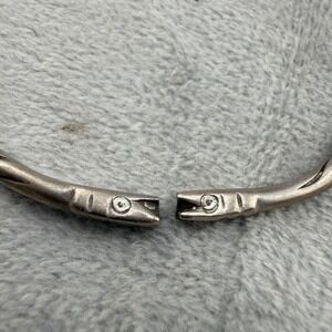 Vintage Double Snake Head Serpent Cuff Bracelet Twisted Metal 7.5"